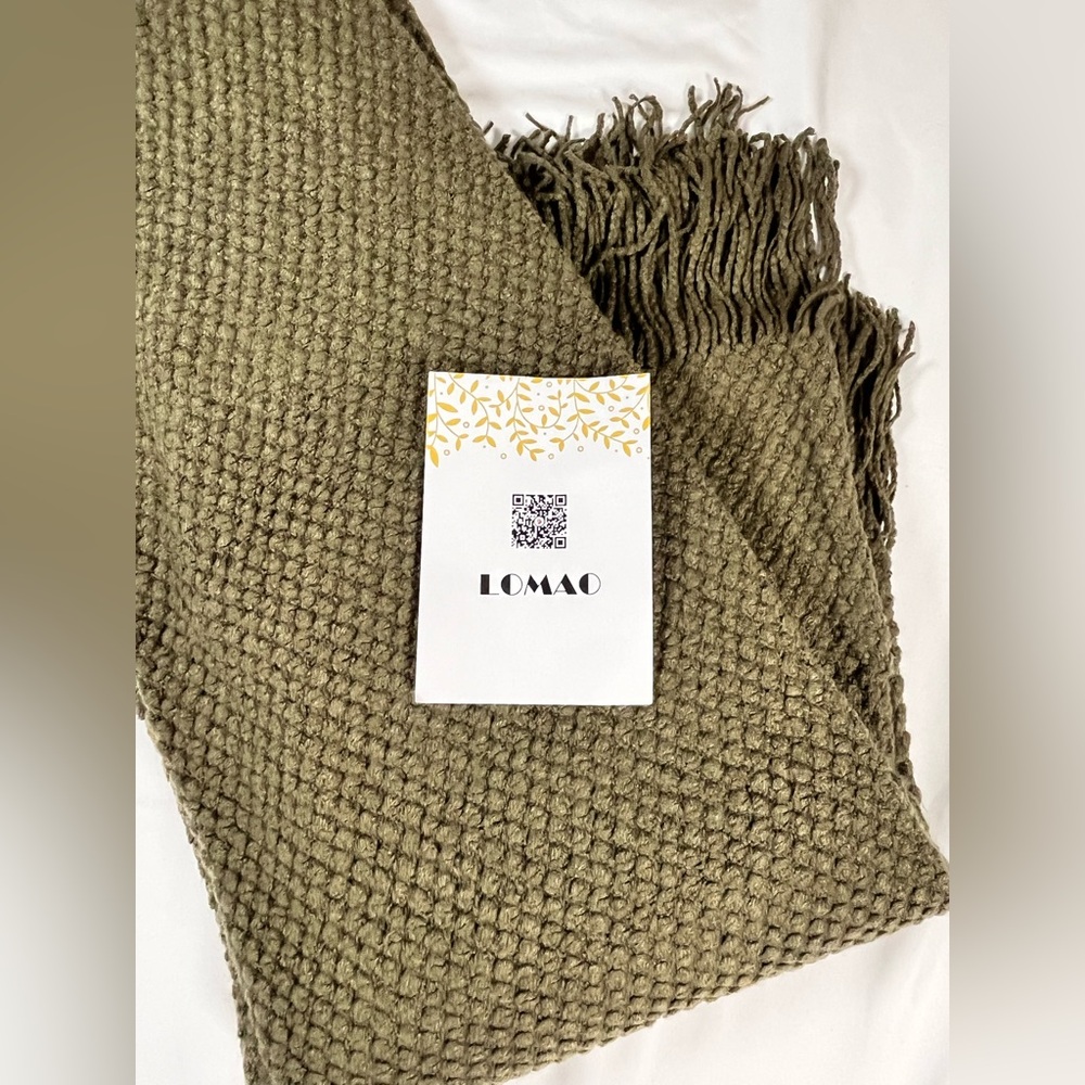 Lomao Olive Green Textured Throw Blanket